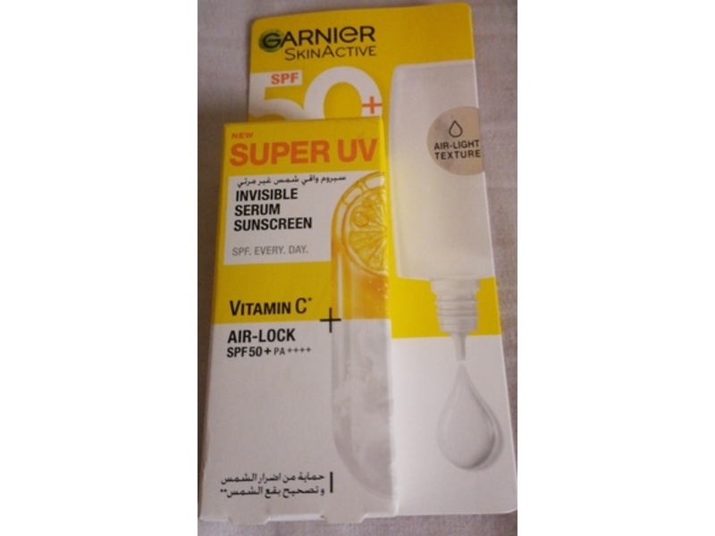 Garnier SkinActive Super UV Invisible Serum Sunscreen, Vitamin C, SPF 50+ PA++++, 30 mL