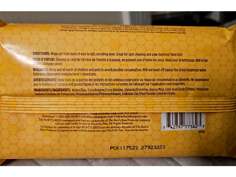 Burt's Bees Dander Reducing Wipes, Colloidal Oat Flour, 50 Count