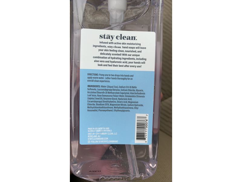 Stay Clean Hand Soap, Fragrance Free, 16 fl oz/473.2 mL