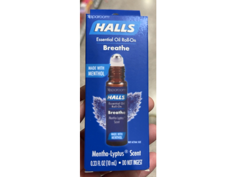 Halls Breathe Essential Oil Roll-On, Menthol-Lyptus, 0.33 fl oz/10 mL