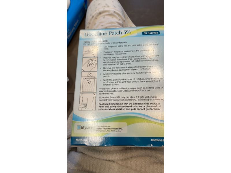 Lidocaine Patch, 5%, 30 Count, Mylan (RX)