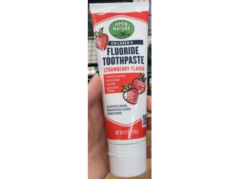 Open Nature Children's Fluoride Toothpaste, Strawberry Flavour, 4.2 oz/119 g