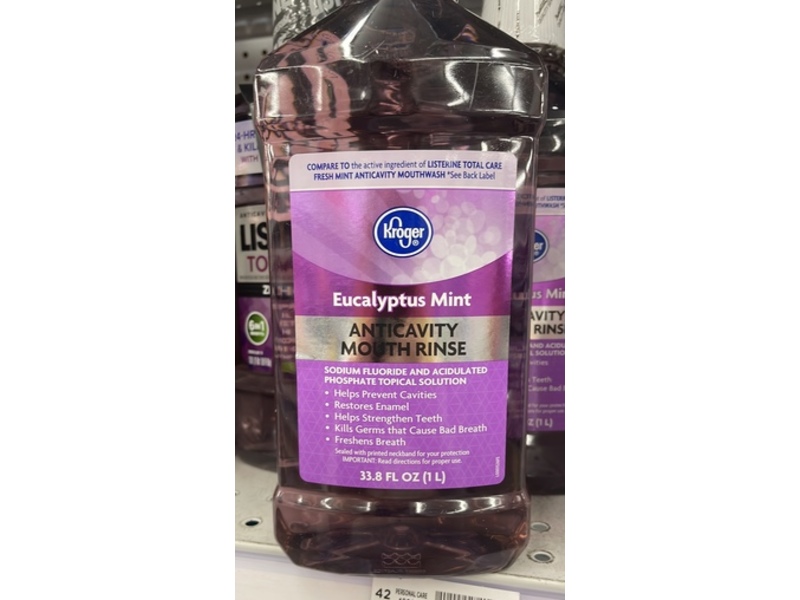 Kroger Anticavity Mouth Rinse, Eucalyptus Mint, 33.8 fl oz/1 L