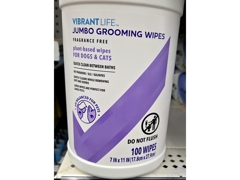 Vibrant Life Jumbo Grooming Wipes, Count 100