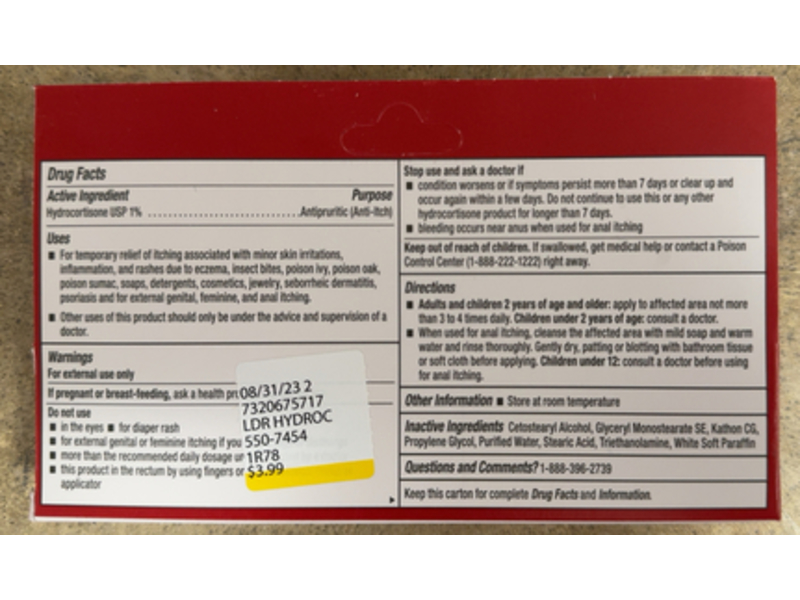 Leader Maximum Strength Hydrocortisone 1% Anti-Itch Cream, 1 oz/28.4 g