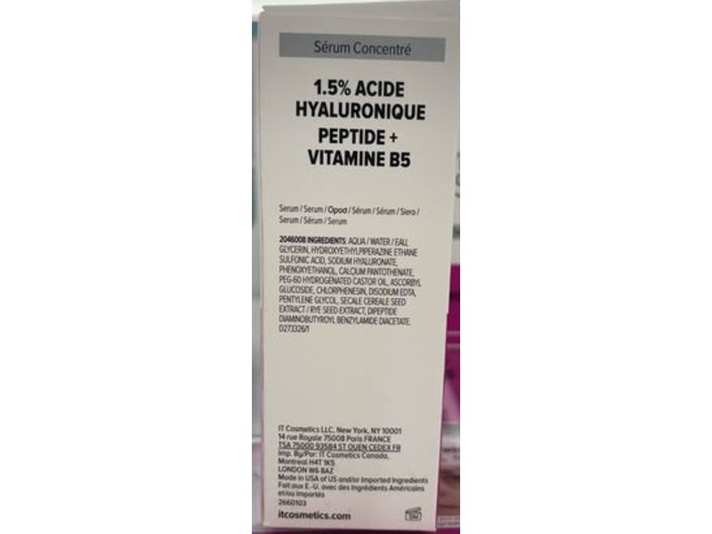 it Cosmetics Bye Bye Lines Concentrated Derma Serum, 1.5% Hyaluronic Acid, Peptide + Vitamin B5, 1.0 fl oz/30 mL