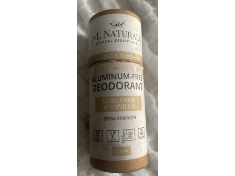 J & L Naturals Deodorant, Bergamot & Vanilla, 3.0 oz