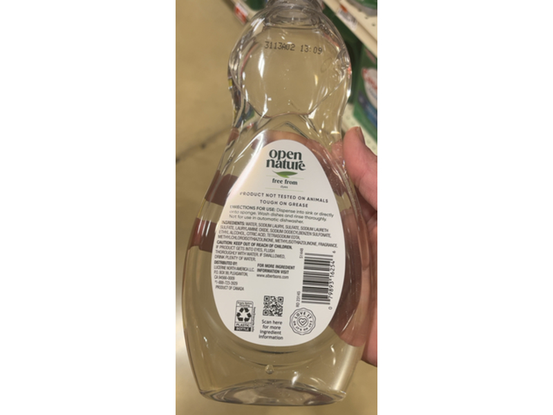 Open Nature Dish Washing Liquid, Lavender Scent, 19 fl oz/562 mL