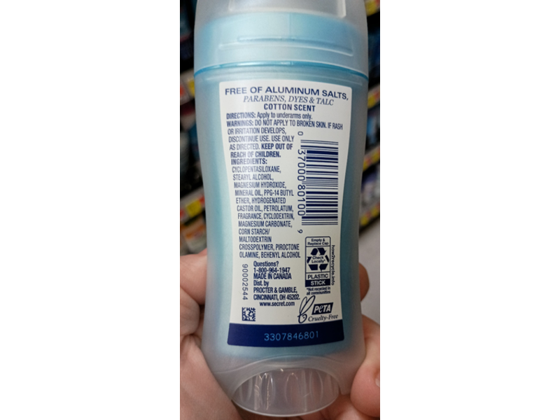 Secret Balancing Minerals Deodorant, Cotton, 2.4 oz/68 g