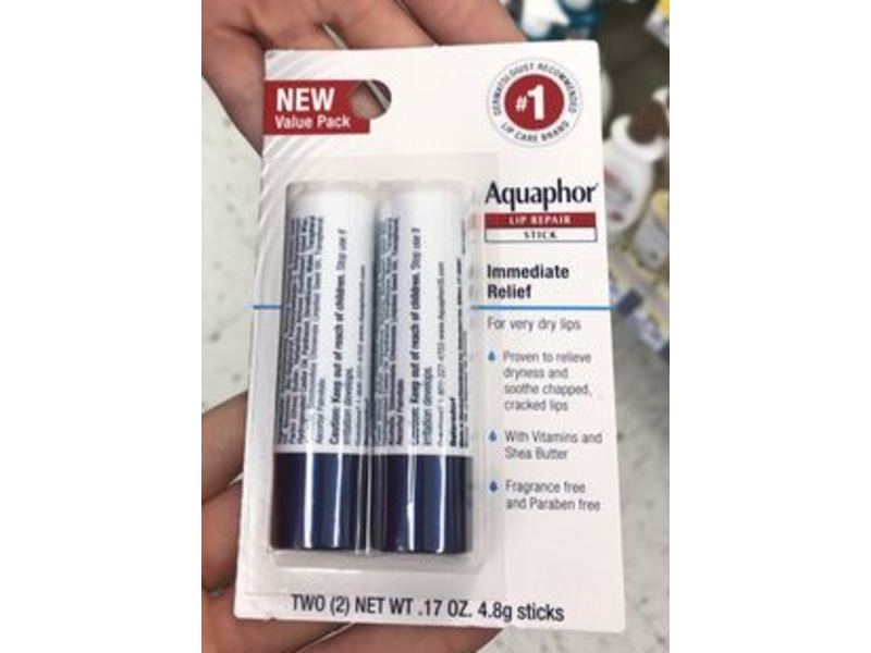 Aquaphor Immediate Relief Lip Repair Stick, 0.17 oz/4.8 g, Pack Of 2