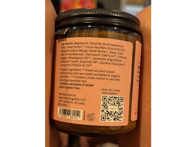 Sweet Bee Organics Sweet Sleep Magnesium Butter, Original Lavender, 8 oz