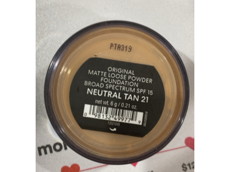 bareMinerals Original Matte Loose Mineral Foundation, SPF 15, Neutral Tan 21, 0.21 oz/6 g