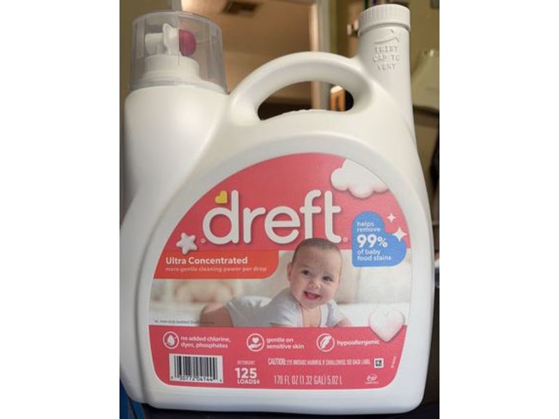 Dreft Ultra Concentrated Liquid Laundry Detergent, 125 Loads, 170 fl oz/5.02 L