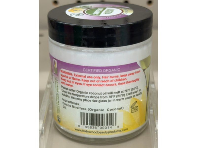 Hollywood Beauty Pure Coconut Oil, 4 fl oz/113 g