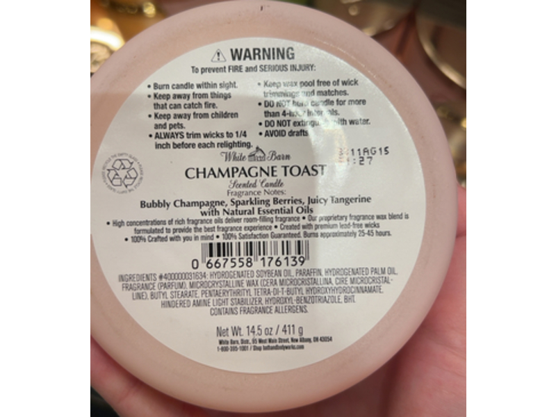 White Barn Candle, Champagne Toast, 14.5 oz/411 g