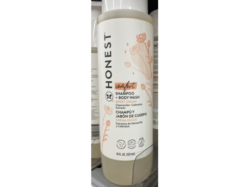 Honest Comfort Shampoo + Body Wash, Sweet Cream,18 fl oz/532 mL