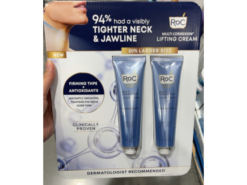 Roc Multi Correxion Lifting Cream, Tighter Neck& Jawline, 2.6 fl oz/77 mL, 2 Pack