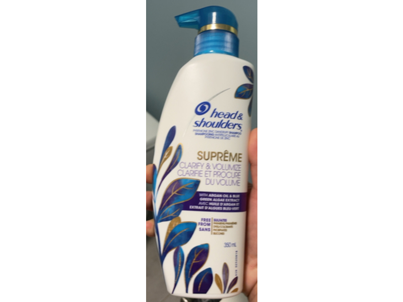 Head & Soulder Supreme Clarify & Volumize Shampoo, Argan Oil & Blue Green Algae Extract, 11.8 fl oz/350 mL