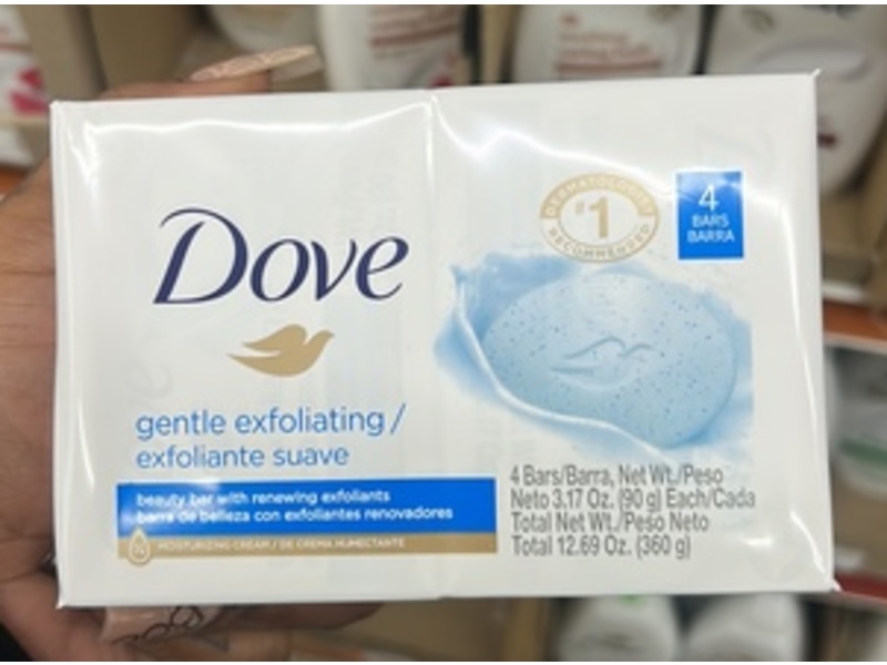 Dove Gentle Exfoliating Beauty Bar, 3.17 oz/90 g, 4 Count