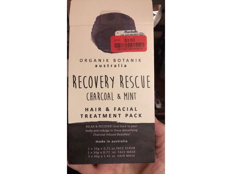 Organik Botanik Recovery Rescue Hair & Facial Treatment Pack, Charcoal & Mint