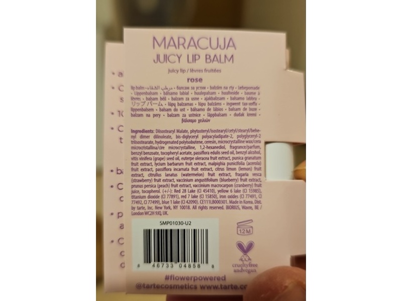 Tarte Maracuja Juicy Lip Balm Gloss, Rose, 0.7 g