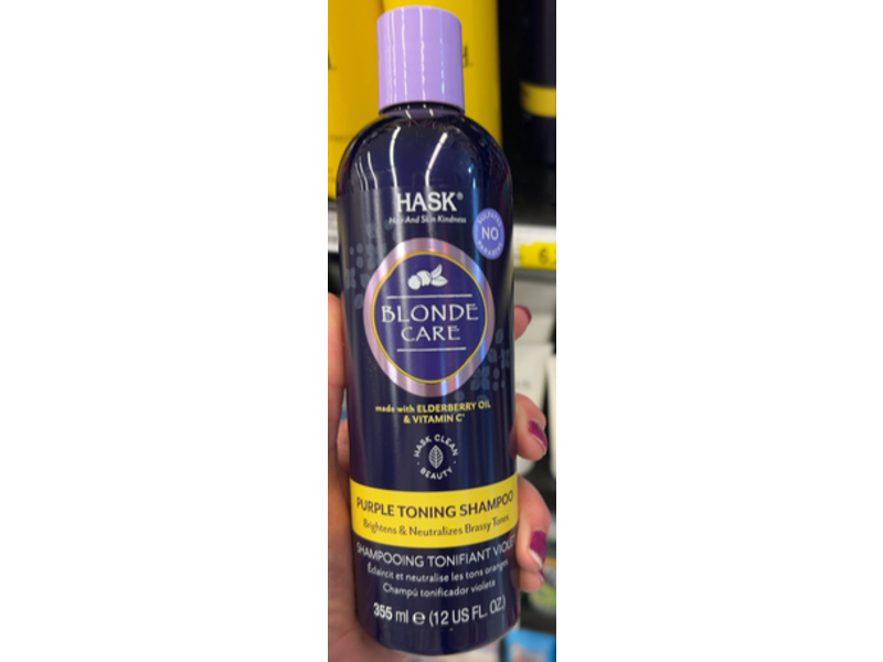 Hask Blonde Care Purple Toning Shampoo, Elderberry Oil & Vitamin C, 12 fl oz/355 mL