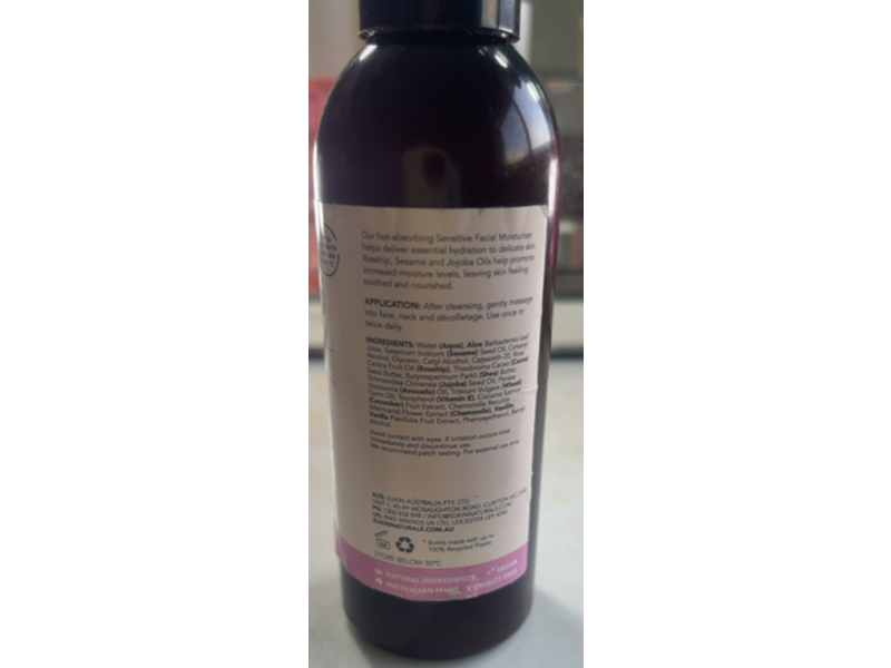 Sukin Sensitive Facial Moisturizer, 4.23 fl oz/125 mL