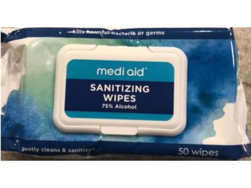 Mediaid Sanitizing Wipes, 50 Counts