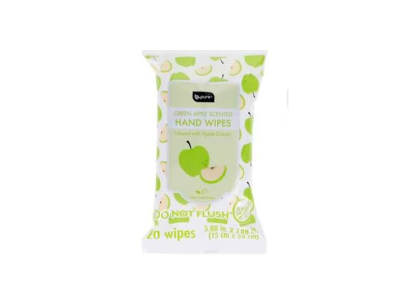 b-Pure Hand Wipes, Green Apple Scented, 20 Count
