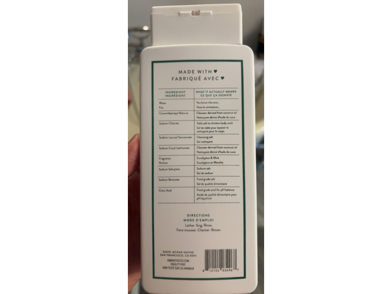 Native Body Wash, Eucalyptus & Mint, 18 fl oz/532 mL, Pack Of 2