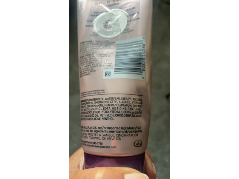 Pantene Gold Series Reconstructing Hair Mask, Biotin & Kukui Nut Oil, 6.0 fl oz