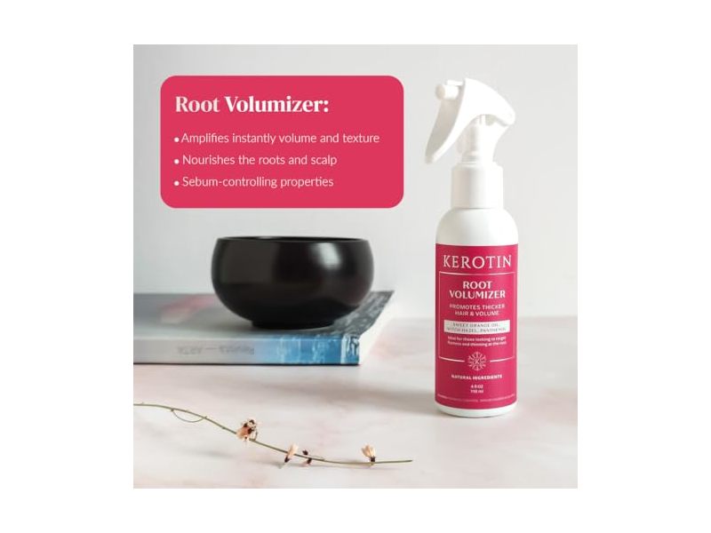 Kerotin Root Volumizer Spray. Hair Thickener and Anti-Thinning Root Lift, 4 fl oz/118 mL