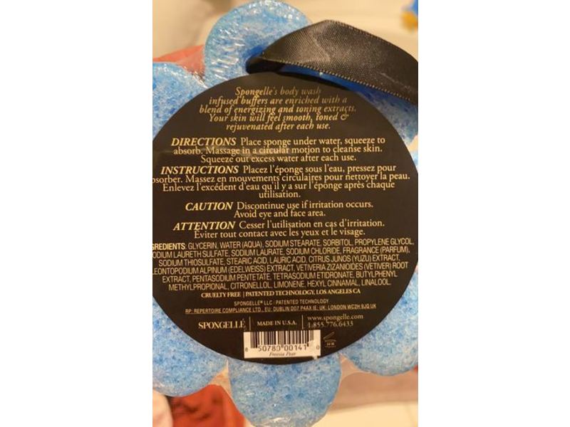 Spongelle Body Wash Infused Buffer, Freesia Pear, 3 oz/85 g