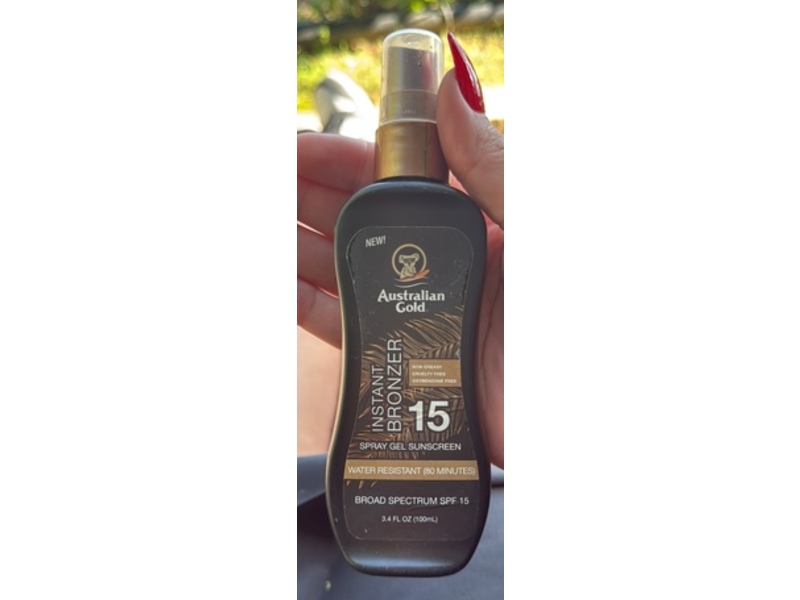 Australian Gold Instant Bronzer Spray Gel Sunscreen, SPF 15, 3.4 fl oz/100 mL