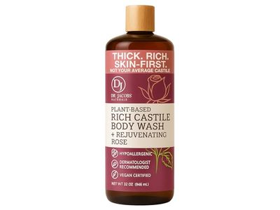Dr. Jacobs Naturals Rich Castile Body Wash, Rejuvenating Rose, 32 oz/946 mL