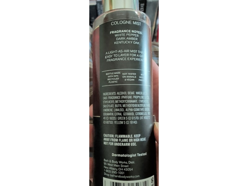 Bath & Body Works Bourbon Men's Cologne Mist, 5 fl oz/147 mL