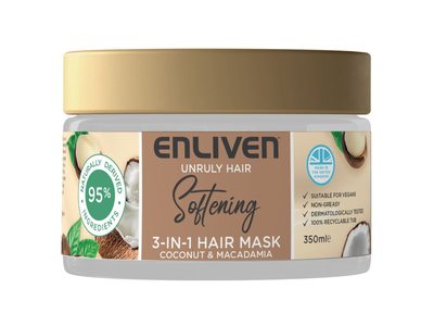 Enliven Softening 3 In 1 Hair Mask, Coconut & Macadamia, 350 mL