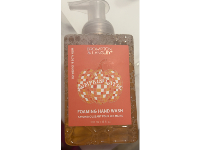 Brompton & Langley Pumpkin Latte Foaming Hand Wash, Aloe & Jojoba Oil, 18 fl oz/532 mL