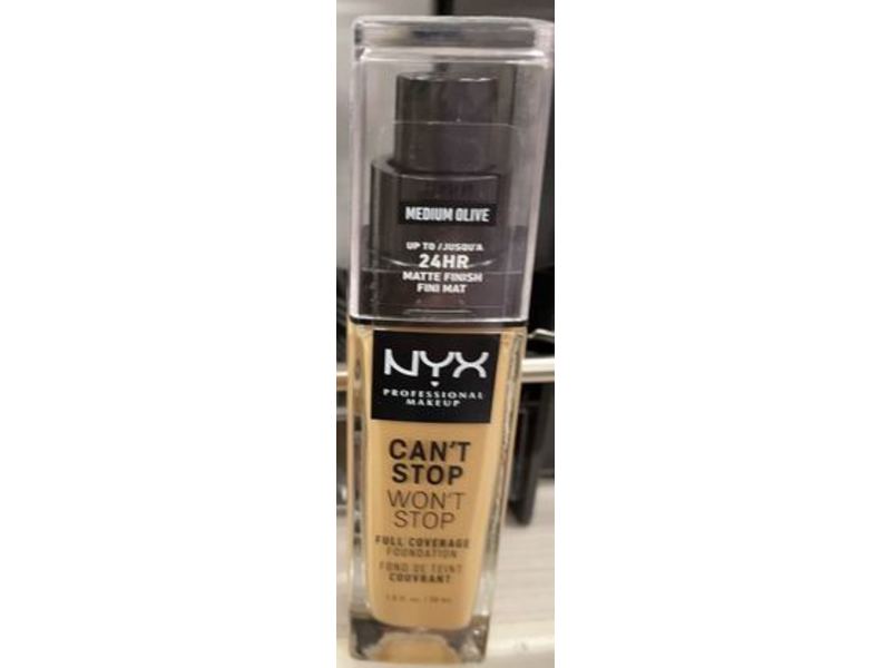 Nyx Professional Makeup Can't Stop Won't Stop Full Coverage Foundation, Medium Olive, 1 fl oz/30 mL