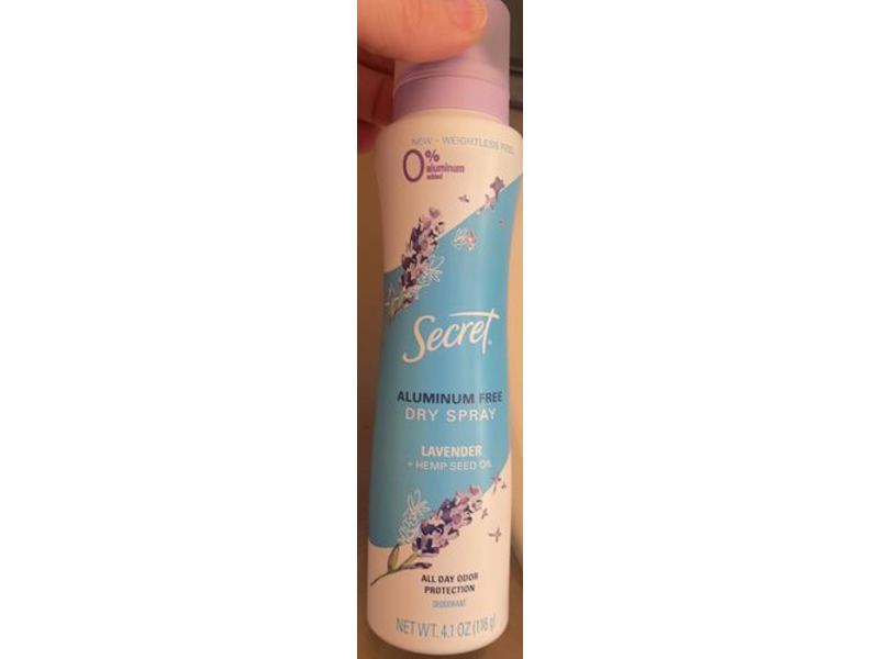 Secret Dry Spray Deodorant, Lavender + Hemp Seed Oil, Aluminum Free, 4.1 oz/116 g