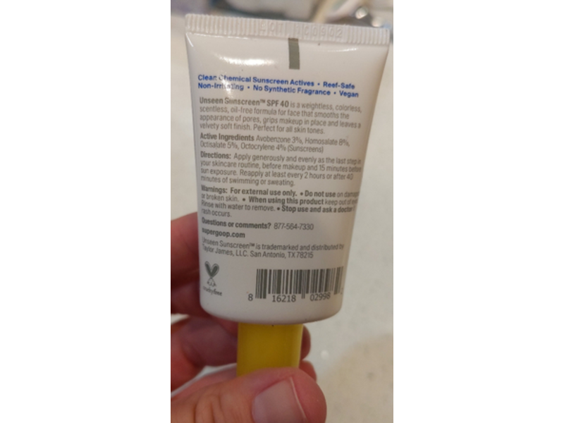 Supergoop! Unseen Sunscreen, SPF 40 PA+++, 0.68 fl oz/20 mL