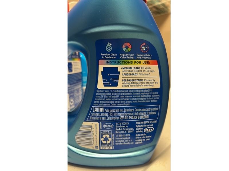 Persil Liquid Laundry Detergent, Intense Fresh, 25 Loads, 34 fl oz/1.00 L