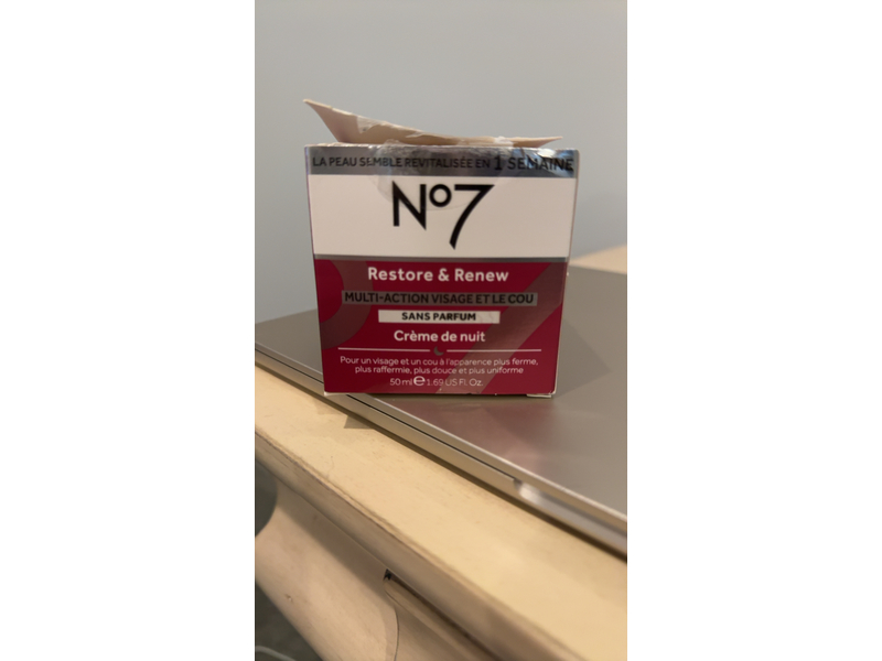 No 7 Restore & Renew Face & Neck Multi Action Night Cream, Fragrance Free, 1.69 fl oz/50 ml