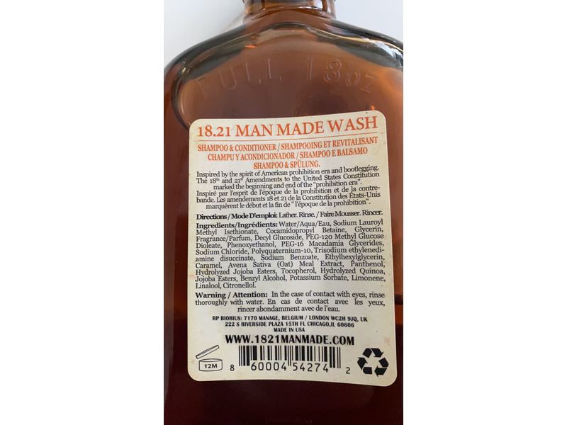 18.21 Man Made Shampoo & Conditioner, Beard, Hair & Body Wash, 18 fl oz/532 mL