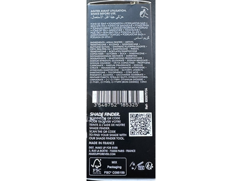 Make Up For Ever HD Skin Undetectable Longwear Foundation, 2N34 Honey, 10.1 fl oz/30 mL