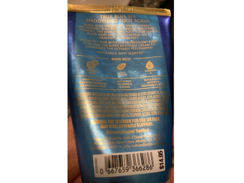 Bath & Body Works True Blue SPA Smoothing Foot Scrub, Walnut Shell, 4 oz/113 g, 2 Pack