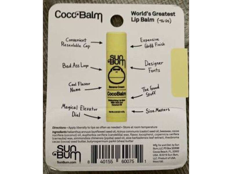 Sun Bum Coco Balm, Banana Cream, 0.15 oz/4.25 g