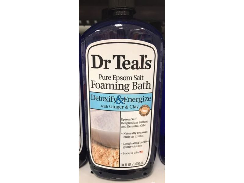Dr Teal's Pure Epsom Salt Foaming Bath, Detoxify & Energize, 34 fl oz/1000 mL