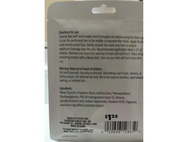 b.Pure Nourishing & Softening Foot Mask, Calming Lavender, 0.85 oz/24 g, 1 Pair