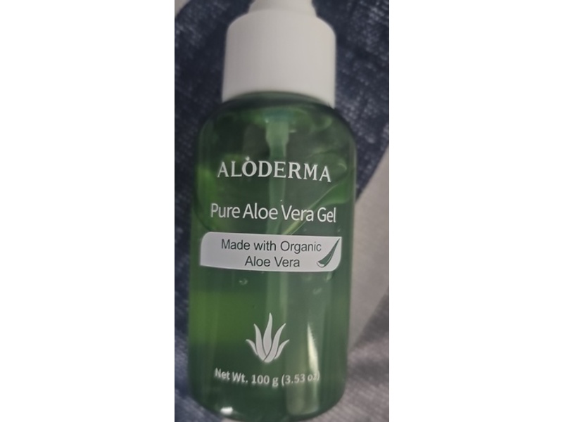 Aloderma Pure Aloe Vera Gel, Organic Aloe Vera, 3.53 oz/100 g